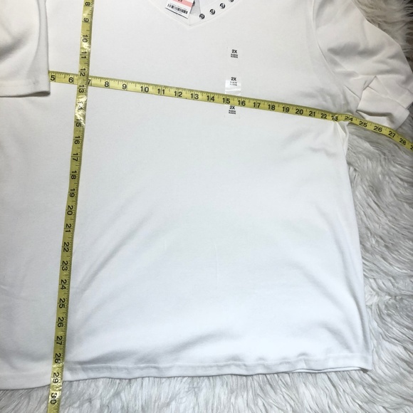 NWT Karen Scott 2X  Cotton V-neck elbow sleeves - Picture 4 of 6